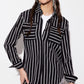 Striped Collared Neck Long Sleeve Shirt
