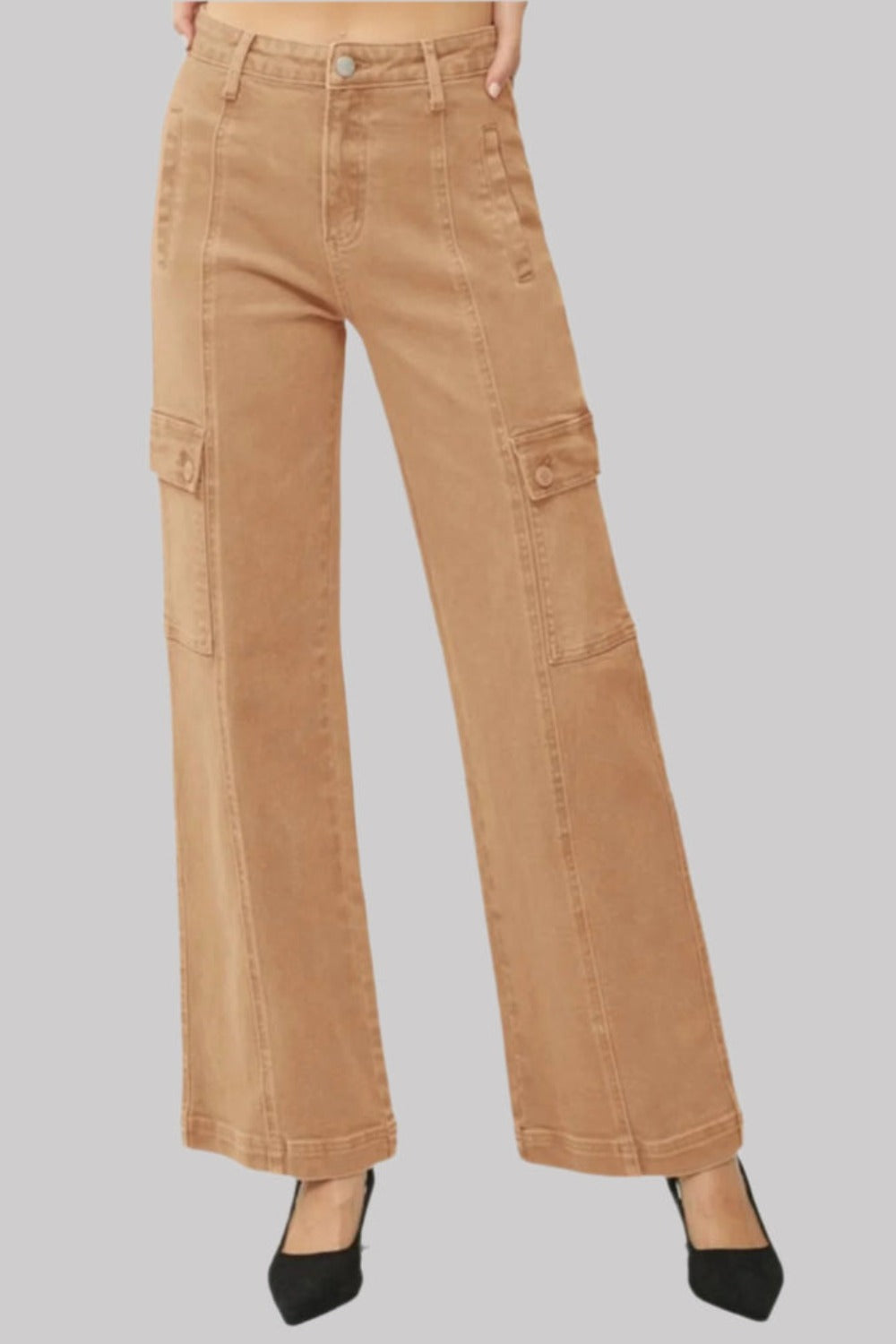 RISEN Full Size High Rise Wide Leg Cargo Jeans *