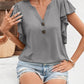 Full Size Ruffled Notched Cap Sleeve T-Shirt