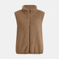 Full Size Fuzzy Zip Up Vest Coat with Pockets