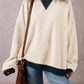 Contrast Round Neck Long Sleeve Sweatshirt