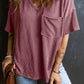 Textured V-Neck Dropped Shoulder T-Shirt