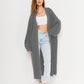 Open Front Long Sleeve Longline Cardigan