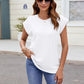 Textured Round Neck Cap Sleeve T-Shirt