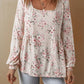 Printed Square Neck Long Sleeve Blouse