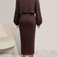 Open Front Long Sleeve Cardigan and Side Slit Cami Dress Set