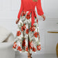 Pleated Printed Surplice Long Sleeve Dress