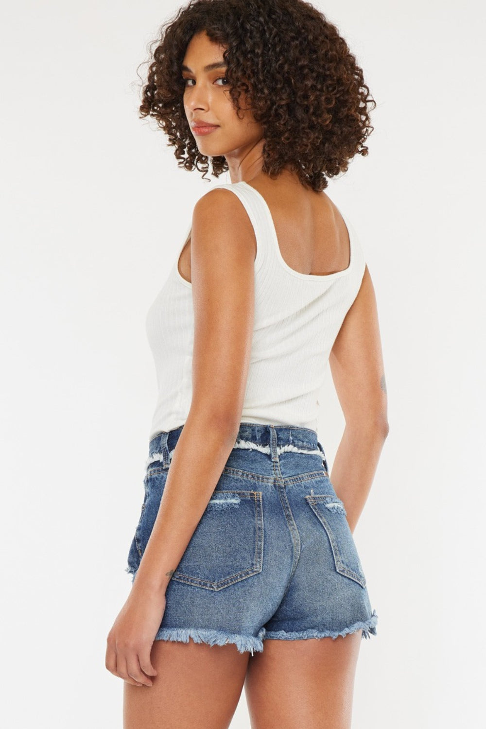 Kancan Distressed Button Fly Denim Shorts *