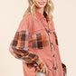 Mittoshop Button Down Contrast Plaid Patchwork Shacket
