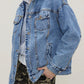 Button Up Collared Neck Long Sleeve Denim Jacket