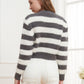 Button Down V-Neck Striped Cardigan