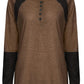 Full Size Striped Quarter Button Long Sleeve T-Shirt