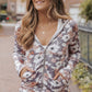 Floral Zip Up Pocketed Hoodie