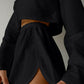 Eyelet Round Neck Top and Shorts Set