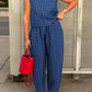 Lovelet Plaid Round Neck Sleeveless Top and Pants Set