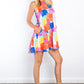 Be Stage Abstract Print Ruffle Hem Mini Dress with Pockets