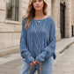Round Neck Dropped Shoulder Long Sleeve Sweater