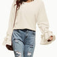 Round Neck Double-Layered Flounce Sleeve Top
