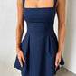 Devine Bow Back Square Neck Mini Dress