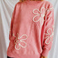 Flower Round Neck Long Sleeve Sweater
