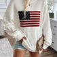 Devine US Flag Round Neck Long Sleeve Knit Top