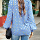 Mock Neck Cutout Lantern Sleeve Blouse