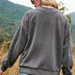 Shiny Button Down V-Neck Dropped Shoulder Jacket