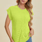 Double Take Full Size Cable-Knit Round Neck Cap Sleeve Sweater