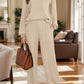 Round Neck Long Sleeve Top and Pants Set