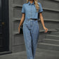 Pearl Detail Straight Jeans with Pockets
