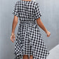Plaid Notched Short Sleeve Dress
