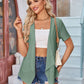 Eyelet Open Front Short Sleeve Cover Up