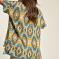 Davi & Dani High-Low Geometric Round Neck Knit Top