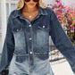 Button Up Long Sleeve Denim Jacket with Pockets