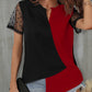Color Block Notched Short Sleeve T-Shirt