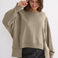 Exposed Seam High-Low Long Sleeve Sweatshirt