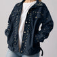Studded Collared Neck Button Up Jacket