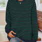 Lovelet Striped Round Neck Long Sleeve Sweatshirt