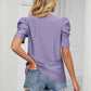 Eyelet Puff Sleeve Round Neck Blouse