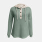 Full Size Waffle-Knit Contrast Long Sleeve Hoodie