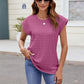 Textured Round Neck Cap Sleeve T-Shirt