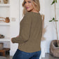 Button Up Round Neck Long Sleeve Cardigan