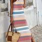 Slit Striped Round Neck Sleeveless Dress