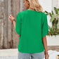Notched Slit Half Sleeve Blouse