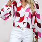 Frill Notched Long Sleeve Blouse