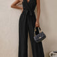 Tied Surplice Sleeveless Wide Leg Jumpsuit