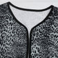 Perfee Leopard Open Front Long Sleeve Jacket