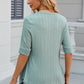 Full Size Eyelet Half Sleeve T-Shirt