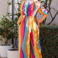 ODDI Full Size Striped Puff Sleeve Wide Leg Jumpsuit