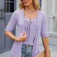 Full Size Eyelet Half Sleeve T-Shirt
